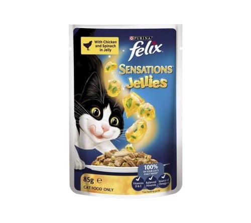 بورينا فيليكس اظرف الدجاج والسبانخ 85 جرام