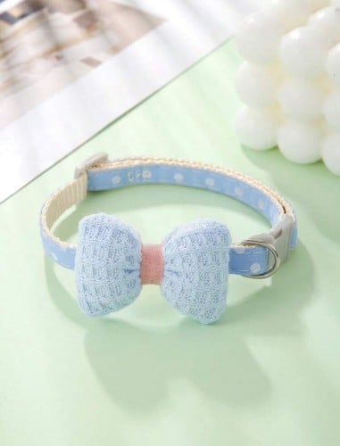 طوق عنق على شكل فيونكة للقطط والكلاب - سماوي