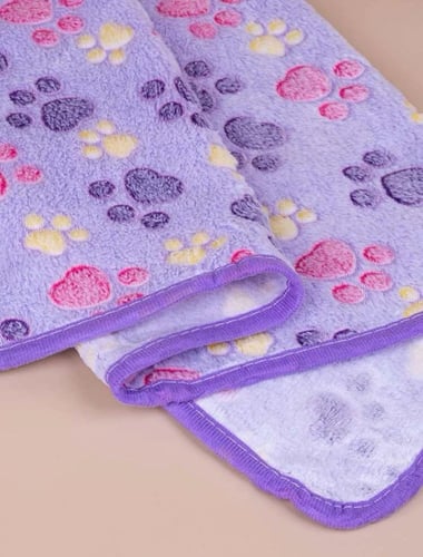 بطانية للتدفئة بنمط مخلب للقطط والكلاب - موف