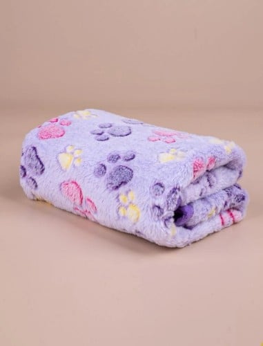 بطانية للتدفئة بنمط مخلب للقطط والكلاب - موف