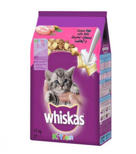 ويسكاس طعام جاف بنكهة سمك المحيط مع الحليب للقطط ا...