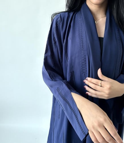 حرير مغسول كحلي مطرز - #208