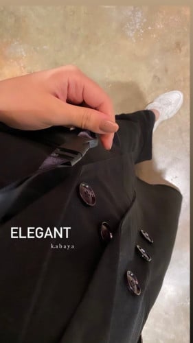 3 قطع عبايه وسوت - اسود - 079