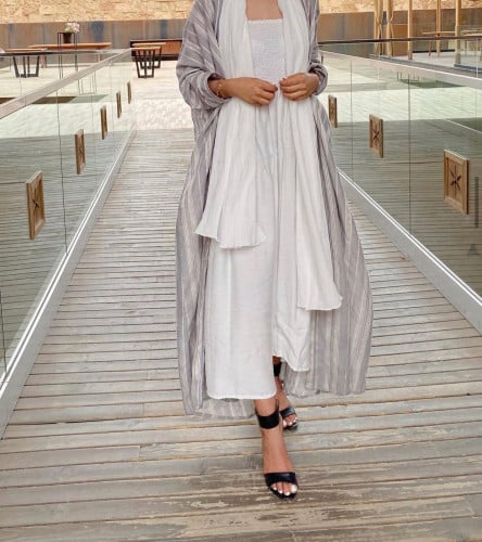 عباية لينن مطرز وفستان - 051