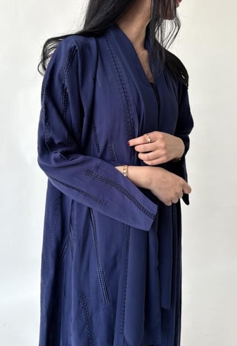 حرير مغسول كحلي مطرز - #208