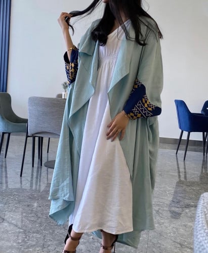 عباية كريب مغسول مع فستان - 069