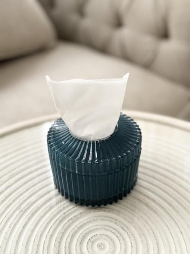 علبة منديل زجاج أزرق