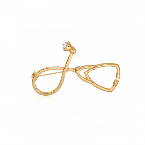 بروش ( دبوس ) سماعات الطبيب ذهبي