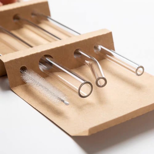 طقم مزازات زجاجية - مصاصات شرب زجاجية شفافة قابلة...