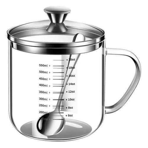 كوب زجاجي عالي البورسليكات للتحضير الاندومي سعة 0....