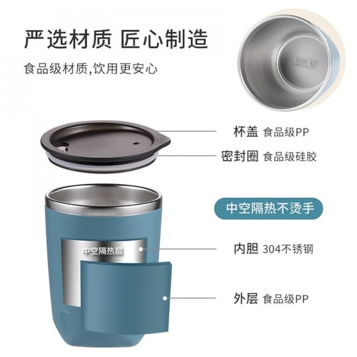 كوب سعة 300 مل حافظ للحرارة من سيليكون بالخارج و ا...