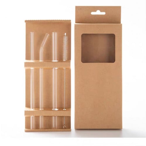 طقم مزازات زجاجية - مصاصات شرب زجاجية شفافة قابلة...