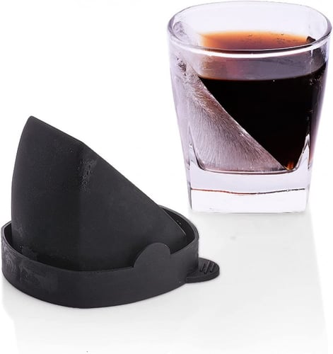 كوب زجاجي بغطاء سيليكون لون أسود لصنع الثلج الجانب...