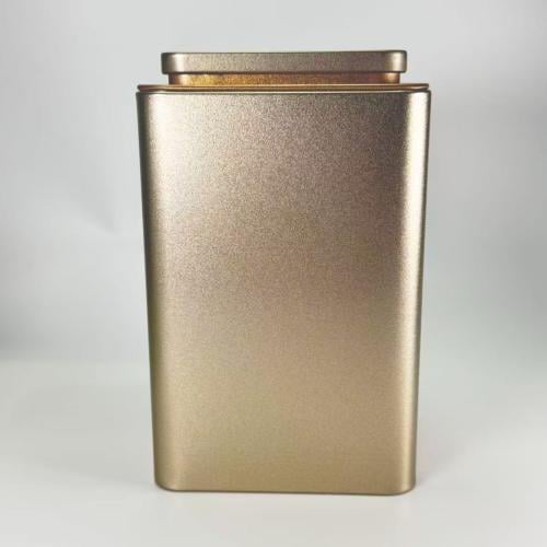 علبة معدنية رباعية لون ذهبي سعة 160 جم