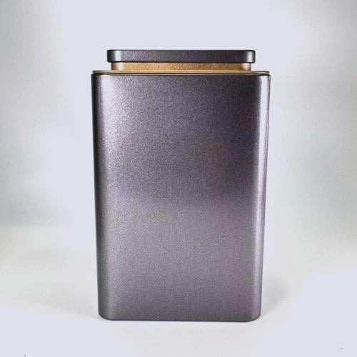 علبة معدنية رباعية لون رمادي داكن سعة 160 جم