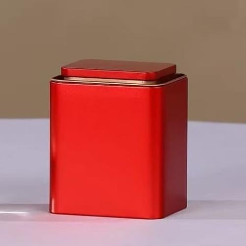 علبة معدنية رباعية لون احمر سعة 120 جم