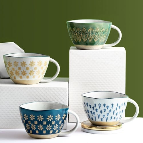 كوب سراميك 310 مل تيفاني مقعر رسم يدوي