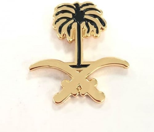 بروش (دبوس) سيفين ونخلة - اطار ذهبي واسود