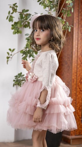 فستان بناتي مع اكسسوار شعر