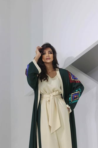 جلابية رمضان زيتي مزينه بترتر