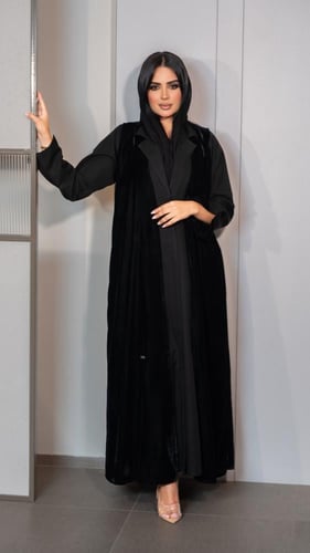 عباية بجاكيت مخمل طويل