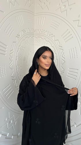 عباية دبل شيفون كلوش مطرزة