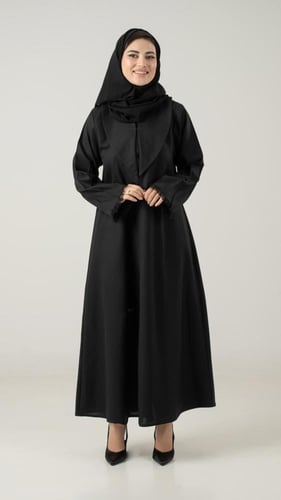 عباية بياقة واكمام بخيوط ناعمة