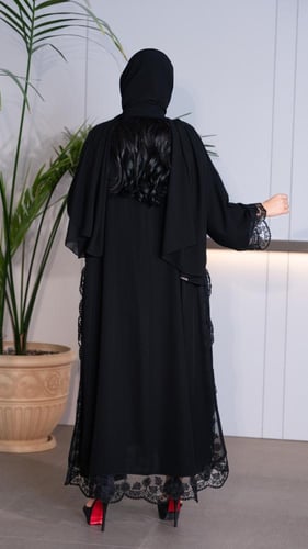 عباية شيفون مطرزه على الاطراف