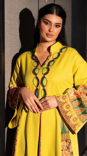 جلابية كلوش بلون اصفر