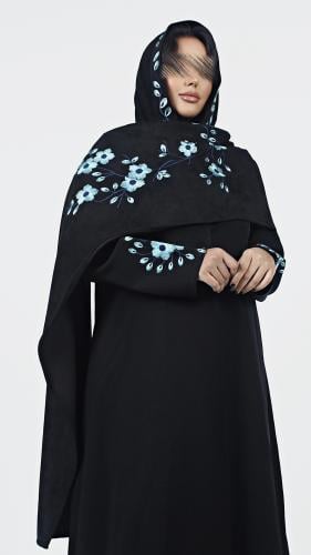 عباية بشال مشبوك مطرز بورد