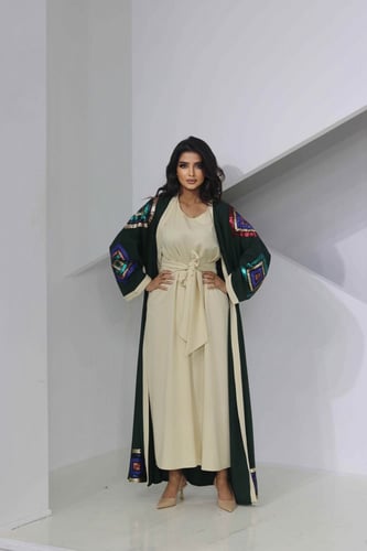 جلابية رمضان زيتي مزينه بترتر