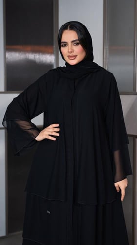 عباية شيفون سادة طبقات