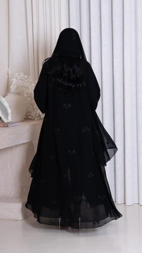 عباية دبل شيفون كلوش مطرزة