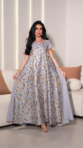 جلابية رصاصي بتطريز