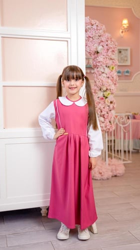 مريول وردي بقميص مشبوك