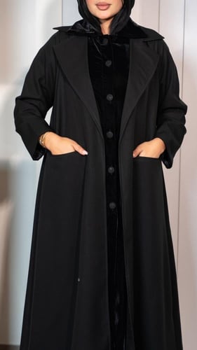 عباية بليزر بفستان مخمل مشبوك