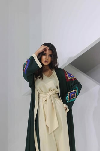 جلابية رمضان زيتي مزينه بترتر