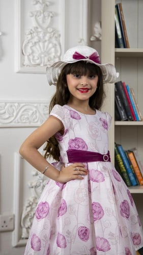 فستان بناتي مشجر مع قبعة