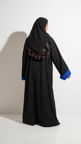 عبايه بجيوب واكمام نيلي