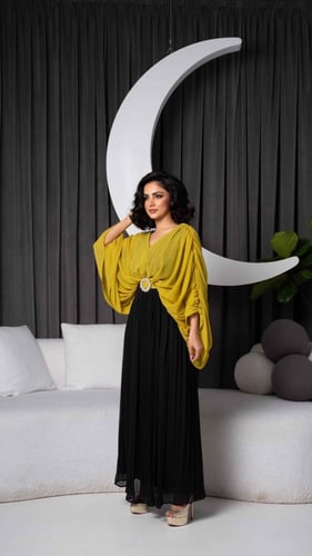 فستان فخم ليموني واسود