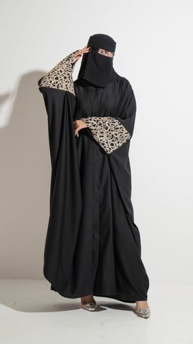 عباية بشت اكمام مطرزة ذهبي
