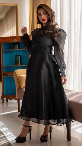 فستان اسود من التفتا الكورى والاورجنزا