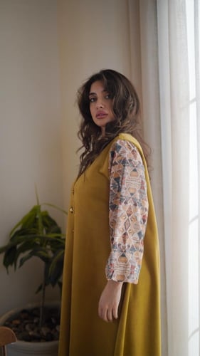 جلابية شتوية باكمام ملونة