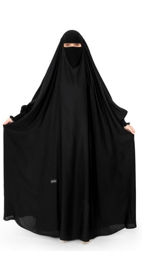 عباية رأس بكم مطاط عريض وكلفة