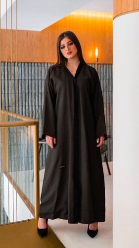 عبايه وجهين زيتي وأسود