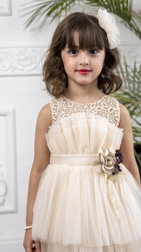 فستان بناتي سكري مع شنطة