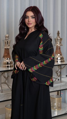 جلابية باكمام كلوش مطرزة