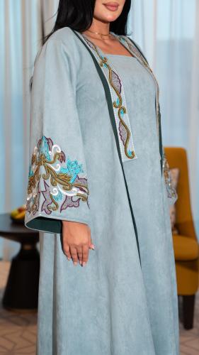 جلابية شامواه بلون تيفاني