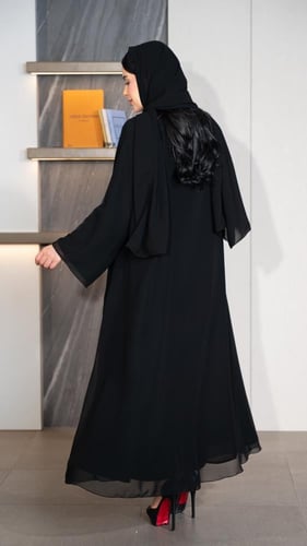 عباية شيفون مطرزه من الامام