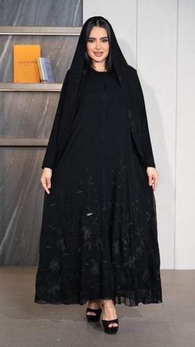 عباية شيفون كلوش بتطريز من الاسفل